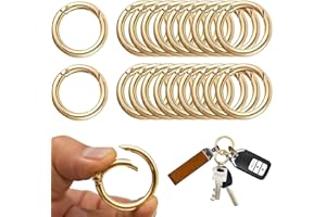 JEYORZY 18 Piezas Mosqueton Redondode Metal, Anillo de mosquetón Redondo, Aleación de Zinc Mosqueton, Ganchos de Resorte Anilla Tórica, para Maletas, llaveros, DIY Manualidades Accesorios, oro