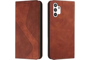 NEXCURIO Coque Portefeuille pour Samsung Galaxy A13 4G Étui à Rabat Folio Pochette Housse de Protection en Cuir PU avec Porte Cartes Clapet Antichoc Béquille - Brun
