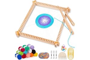 NewZC Webrahmen für Kinder 25 x 28cm - Holzwebstuhl Stricken für Anfänger Set mit Wolle Webschiffchen und Webkamm - Kreatives DIY Weaving Looms aus Holz Websets Mädchen Erwachsener