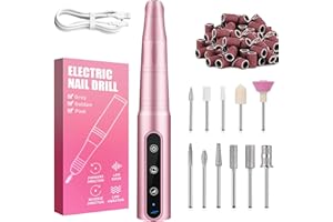 FOLAI Lime à Ongles Électrique, Lime à Ongles Électrique USB 30000 RPM Vitesse Réglable Portable, Kit de Manucure et Pédicure Électrique Perceuse à Ongles pour Ongles en Acrylique, Ongles en Gel