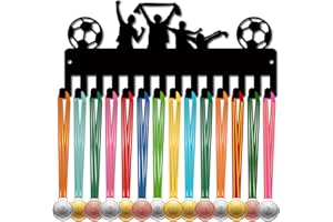 CREATCABIN Medal piłkarski wieszak ekspozycyjny uchwyt na medal stojak sportowy metalowy wiszący nagrody żelazny mały uchwyt dekoracja z 14 haczykami na ścianę dom odznaka wyścig piłka nożna