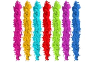 MU MIANHUA 7 Pieces Multicolor Feather Boas for Decorations Party Supplies Girls Dress up Costume