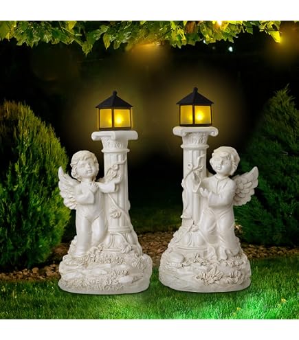 Statue D'ange Jardin Solaire – Ange Priant Avec Roses, éclairage LED Automatique – Décoration Cimetière Ou Terrasse