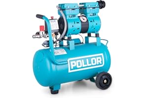 POLLOR Low Noise Oilless Air Compressor Silent Oil Free Portable, 8 BAR 115psi (24L)