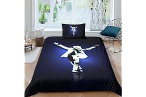 LENTLY Michael Jackson Comforter Home Set, Children's Bedding Set, Duvet Cover for Teenagers, Teenagers, Bedroom Decor, 2-Piece Sets, Single (135 x 200 cm)