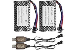 ZYGY 2PCS 7.4V 1500mAh SM-3P Batería de Litio con Cable de Carga USB para un Auto de Control Remoto de Carreras DE43 DE60 RC 1575 Auto de ingeniería Coche de Juguete