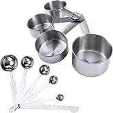 10Pcs Stainless Steel Measuring Cups and Spoons Sets | Stainless Steel Measuring Cups and Spoons with Measuring Ruler for Dry