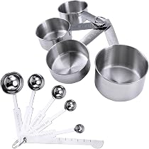 2 Tazze Dosatrici In Acciaio Inox 500ml E 1000ml - Per Cucina, Forno, Manico Ergonomico