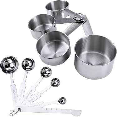 Set Da 10 Misurini, Cucchiai E Tazze, 5 Cucchiai Dosatori In Acciaio Inossidabile 5 Misurini Con Manico In Silicone Utensili Da Cucina Perfetti Con 2 O Ring 88949478