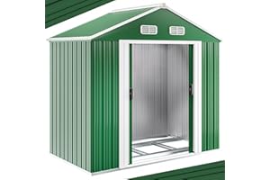 Gardebruk Cobertizo de Jardín 1,8m² 196x132x188cm Caseta Metálica 3,1m³ Acero Galvanizado con Base Puerta Corrediza
