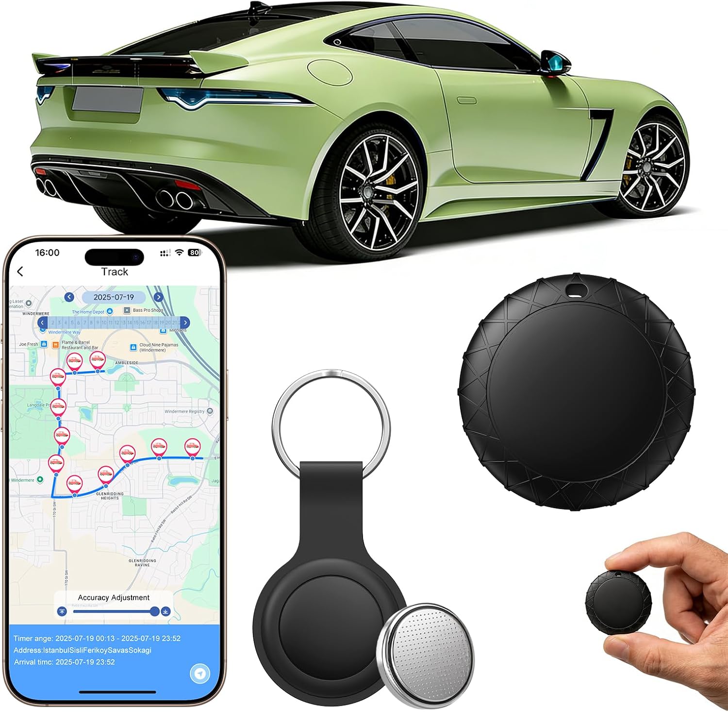 GPS Coche localizador, 2026 Localizador GPS para Coche, Compatible con Android y iOS, Seguimiento en Tiempo Real, Mini magnético para Coches Tracker rastreador para Coches Sin cuota mensual -Negro