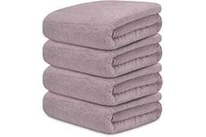 DECASATEXTIL Juego 4 Toallas Baño Grandes 70x140cm Algodón 450g/m² – Suaves y Absorbentes – Toallas de Ducha para Hogar, Gimnasio o Hotel (Lila)