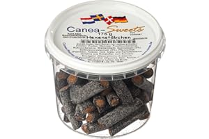 Canea-Sweets Weichlakritzstäbchen mit würziger Salmiakfüllung, HEXENSTÄBCHEN Lakritz Dose, 1er Pack (1 x 175 g)