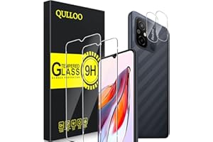QULLOO Folia ochronna do Xiaomi Redmi 12C do szkła pancernego [2 sztuki] + ochrona aparatu [2 sztuki], twardość 9H, folia ochronna na wyświetlacz HD, folia ochronna na wyświetlacz odporna na zarysowania