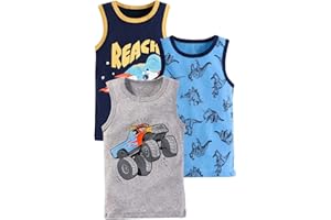 ANIMQUE Ragazzi Canottiere Bambino Bambini Cotone Cartone Animato Canotte 3 Pezzi