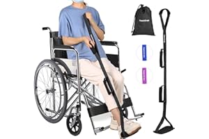 HOOMTREE 35 Inches Long Rigid Leg Lifter with Padded Loops for Hands and Feet,Leg Lifter Strap Hip&Knee Replacement Surgery Recovery Kit,Foot Lifter Easily Get in and Out of Bed,Car,Wheelchair