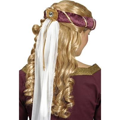 W WIDMANN MILANO Perruque Hippie Ou Médiévale Avec Bandeau Floral - Accessoire Carnaval Et Fête à Thème