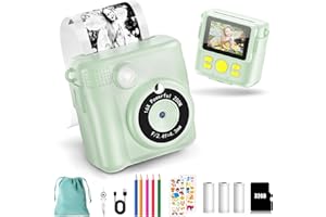 NUOTUN KinderKamera - Sofortbildkamera DigitalKamera Print 1080P - 16x Digitalzoom 2.4" Bildschirm - 32GB Karte - 3 Rollen Druckpapier - mit Aufbewahrungstasche Weihnachten Geschenk für Kinder 3-12 Jahren
