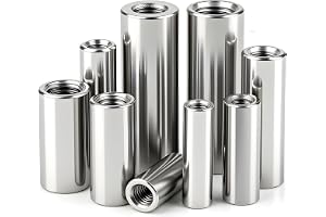qjuwhua 8 stycken M10 runda gängade hylsor M10 x 30 x 14 mm runda hylsor 304 rostfritt stål förbindelsemuttrar lång mutter ko