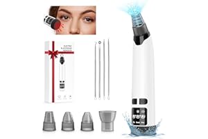 NIWOHOM Środek do usuwania wągrów, oczyszczacz porów, 3 poziomy ssania i 4 wymienne nasadki, funkcja Hot Compress i wyciskacz zaskórników do suchej, tłustej, pielęgnacji skóry mieszanej i głębokiego