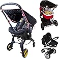 SnoozeShade Original (Limited Edition Pink Trim) - Universal Fit Pram & Buggy Sun Shade for Newborns (0-6m), Blocks 99% UV, Blackout Shade for Baby Sleep