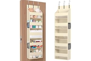 ‎LIFEWIT Lifewit Przechowywanie nad drzwiami, 5 półek, przezroczysty organizer do zawieszania okien z 4 bocznymi kieszeniami siatkowymi, antypoślizgowy obciążenie 18 kg za drzwiami do akademika, spiżarni