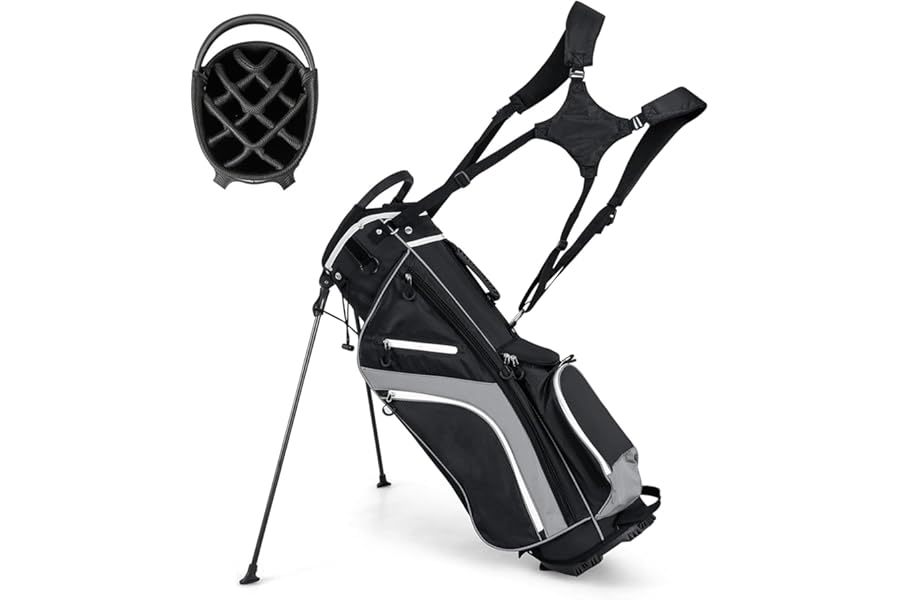 SPOTRAVEL Lightweight Golf Bag, Golf Stand Bag with 14 Club Dividers, 6 Zippered Pockets, Rain Hood & Carrying Handles, Portable Full-Length Golf Club Bag for Convenient Carrying & Storage