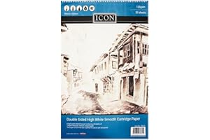 Premier Stationery Icon Spiral Bound Sketch Pad, 135gsm A2 Artist Sketch Pad, Double Sided White Paper, Drawing Pad, Ideal for Sketch Pencils, Pen & Pastels (898g, 30 Sheets)