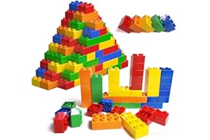 Cabeeskii Duże klocki do budowania, 60 szt. dużych klocków dla dzieci w wieku 3-5 lat, kompatybilne z klockami Duplo, idealna zabawka dla małych dzieci w wieku od 3 lat