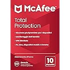 McAfee Total Protection 2024, 10 dispositivi, Antivirus, VPN, gestore password, Internet Security e dispositivi mobili,PC/Mac