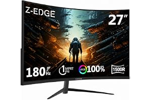 Z-Edge 27-tums 180 Hz 1ms Curved Gaming-skärm, 1500R VA-panel, FHD 1080P, FreeSync, 350 cd/m², Kantlös, DP1.4 & HDMI2.0, VESA