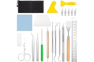 Tunejoy Herramientas de Vinilo 21 Piezas Herramientas de Deshierbe de Vinilo de Precision de Acero Inoxidable para Manualidades, Incluyendo Tijera, Pinzas, Escardadores, Raspador