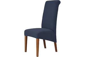 MILARAN Large Chair Covers for Dining Room, Soft Stretch Chair Slipcover for Large Size Dining Chair, Washable Removable Parsons Chair Protector,Set of 6,Navy