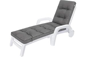 HOBBYGARDEN Nakładki na leżak ogrodowy, 201 x 55 x 8 cm, wygodna poduszka na leżak, miejsce odpoczynku, antracytowa