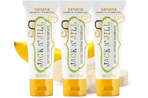 JACK N' JILL ................. SINCE 1949 Jack N' Jill Kids Natural Toothpaste, Made With Natural Ingredients, Helps Soothe Gums & Fight Tooth Decay, Suitable From 6 Months+ - Banana Flavour 3 x 50g