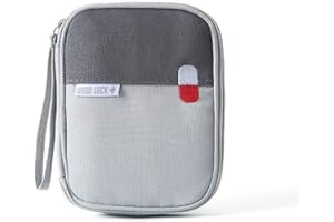 Souarts Boîte Médicale Boîte de Rangement en Tissu Sac de Rangement Portable Familial Boîte à Médicaments en Couches Multifonctionnelle Caisses de Rangement 25x20x13.5cm (Gris Petit)