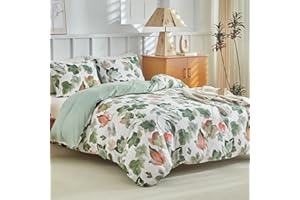 Lekesky Funda Nórdica Cama 150, Funda Nordica 220x240cm con Patrón de Acuarela Microfibra 3 Piezas Compuesto por 1 Funda Nordica 220x240cm + 2 Fundas de Almohada 50x75cm, Verde Arce