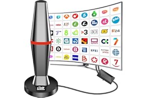 QGCLEARSO Antena TV Interior,2025 Antena de TV Interior con Amplificador, 460KM en recepción 360° Base magnética Resistente para, fácil instalación,admite Canales 4K/1080P, Puede Recibir señales DVB-T2 DVB-T