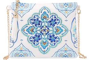 VETPW 5D DIY Mandala Bolsa de Pintura de Diamantes con Cadena, Diamond Pasted Painting Cuero Monedero Bolsa Billetera Bolso de Mano Bolsa de Maquillaje para Fiestas, Viajes, Vacaciones