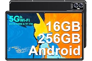 UJJ Tablet 11 Pulgadas Android con Octa-Core 2.0 GHz, 16GB RAM + 256GB ROM (TF 2TB), Certificado GMS, 5G WiFi, Bluetooth 5.0, 8600mAh, 2000 * 1200 FHD IPS, 5MP + 13MP + 2MP, Tipo C, Tablet con Funda,Negro