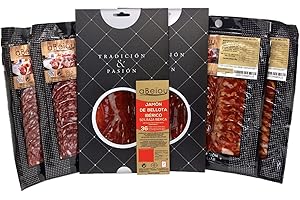 aBeiou. LOTE SURTIDO DE LONCHEADOS IBERICOS DE BELLOTA. 2 Estuches Jamon Iberico Bellota 2 Sobres Chorizo Iberico Bellota y 2
