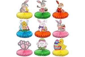 GXHONG Ostern Themen Honeycomb Dekorationen, 9 Stück Hase Papierwaben Tischdekorationen, Hase Thema Geburtstags Party Zubehör Waben Mittelstücke für Ostern Deko Kindergeburtstag Deko Mitgebsel