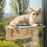 Pecute 2-in-1 Katzen Fensterliege für Wand & Glas 40x26 cm, Hält 12-15 kg | Waschbar Abnehmbar Filzunterlage, Große Saugnäpfe
