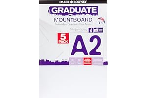 DALER ROWNEY Daler-Rowney Graduate Cream Core A2 Mountboard Pack, 5 x Ice White Smooth Surface, 1.25mm Thick, For Student Artists & Hobbyists
