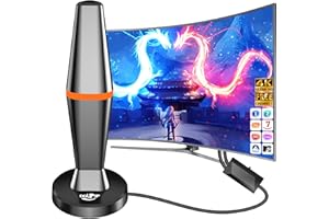 DGUPSP Antena de TV Interior,Freeview Antena HDTV Digital con Amplificador y Cable Coaxial para Canales Locales,260km señal de Rango de Televisión Libre,Compatible con HD 4K 1080P-(VHF/UHF/DVB-T/DVB-T2)