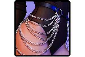 Sethain Punk Cuero Cuerpo Cadena Negro En capas Cadenas Multicapa Halloween Cintura Cadenas Club nocturno Accesorios para el cuerpo Joyería para mujeres y niñas