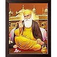 Art n Store Guru Nanak Dev ji Giving Blessing & Golden Temple, HD Printed Religious & Wall Decor Picture with Frame for Home, Office. (Large Size (9 X 12 inch))
