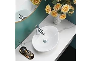 BELOFAY Modern Bathroom Basin Sink, Counter Top White Cloakroom Ceramic Basin for Bathroom, Vanity Cabinet, and Toilet 33D x 40.5W x 13.5H centimetres (Boat Shape Oval)