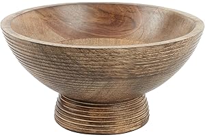 Paper High Hand Carved Makula Raised Design Mango Wood Fruit Bowl - Decorative Wooden Bowl - Fair Trade, Handmade, Sustainable Wooden Table Potpourri Bowl