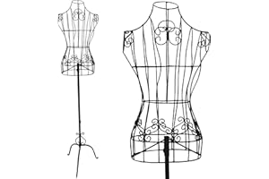 PrimoLiving Metall Schneiderpuppe Ana in Schwarz - höhenverstellbare Vintage Kleiderpuppe - ideal als weibliche Schaufensterpuppe oder Kleiderständer - P-12901